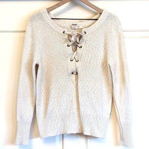ROXY Lace Up Front Elegant Knit Sweatshirt, Size S